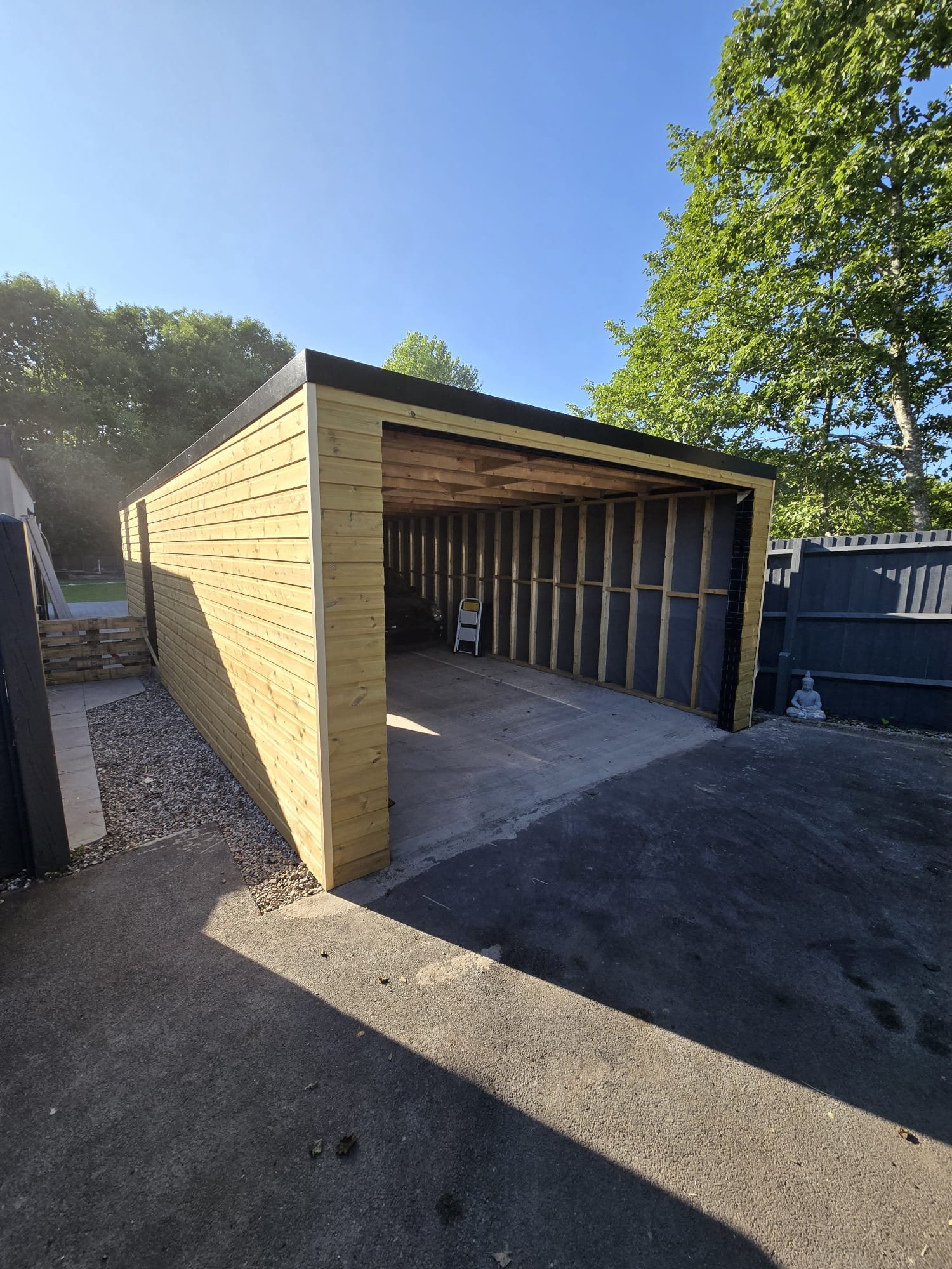 flat roof extension garage built by ku designs with a rubber roof in teesside