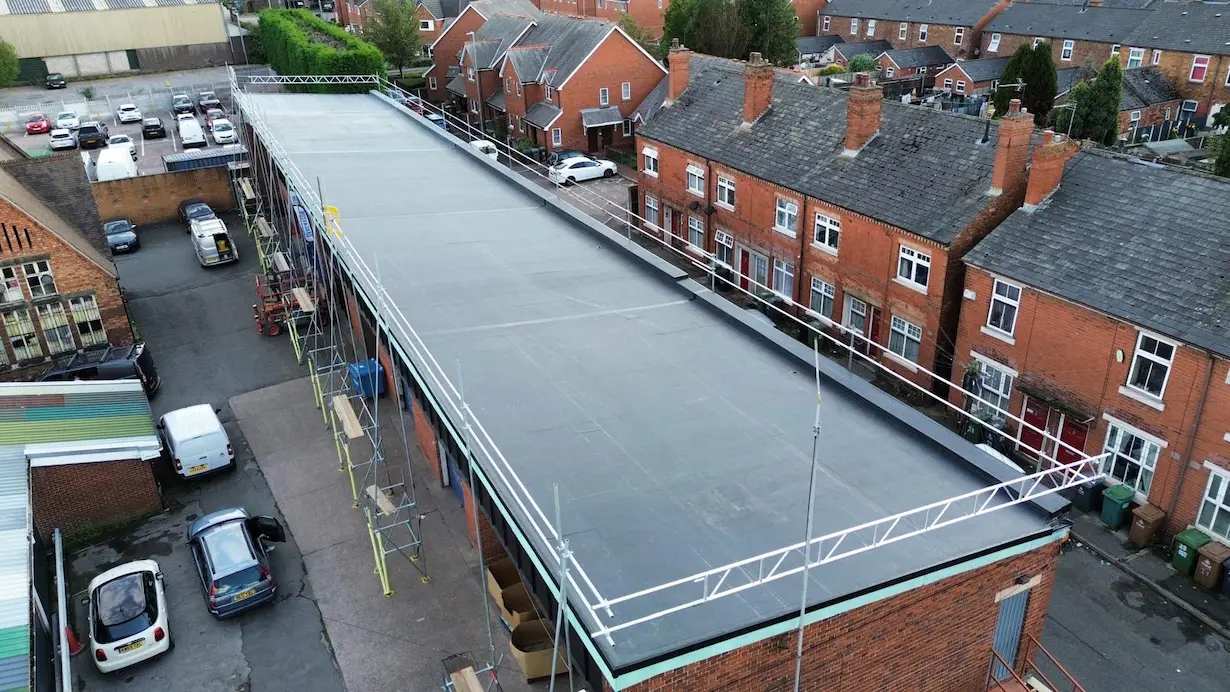 Commercial Rubber Roofing installation on an industrial unit in Teesside